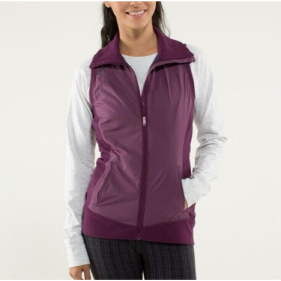 Lululemon WON'T STOP VEST Women's Size 4 Water Resistant Plum Rulu Slim Fit - Picture 2 of 15